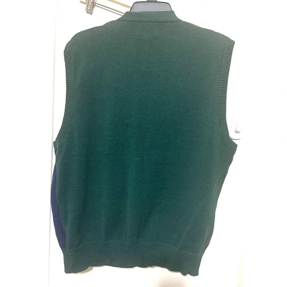Vintage Cypress Links Golf Vest Mens XL Colorblock Cotton Cardigan Knit USA Made